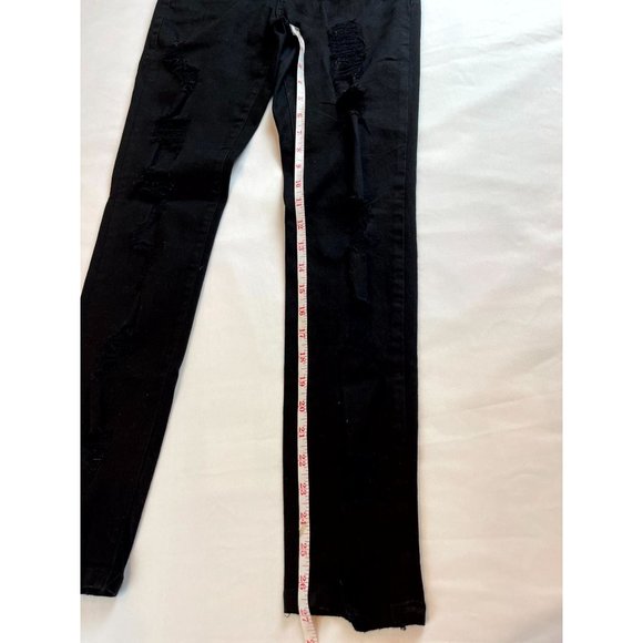 Almost Famous Womens Skinny Jeans Distressed Rupa426x-Gyr Stretch Black Size 5 - Picture 5 of 10